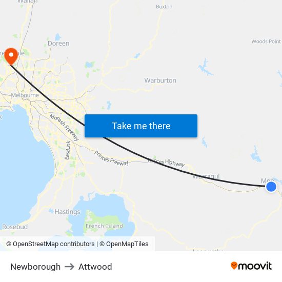 Newborough to Attwood map