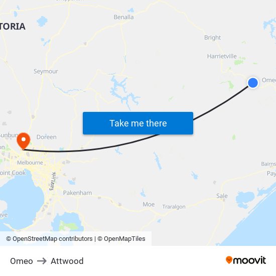 Omeo to Attwood map