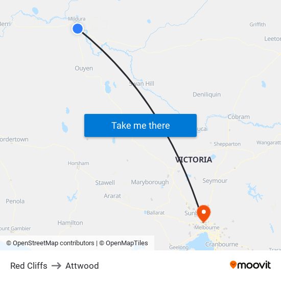 Red Cliffs to Attwood map