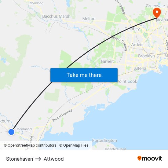 Stonehaven to Attwood map