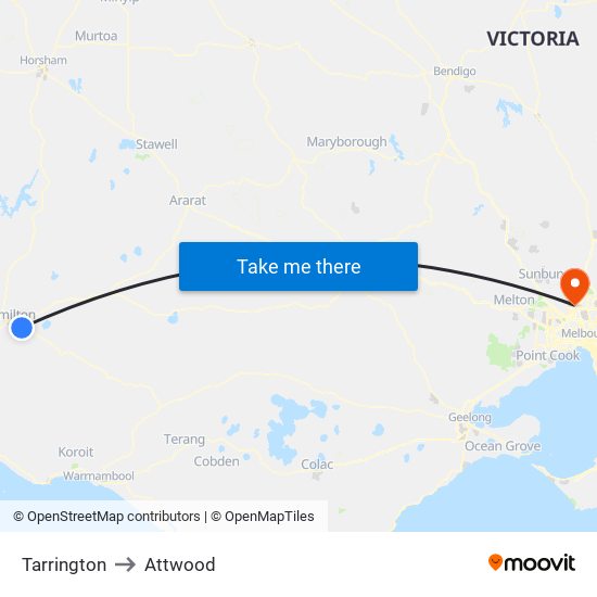 Tarrington to Attwood map