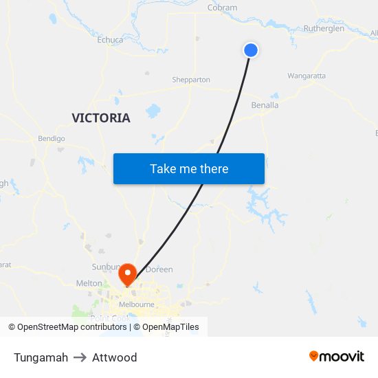 Tungamah to Attwood map