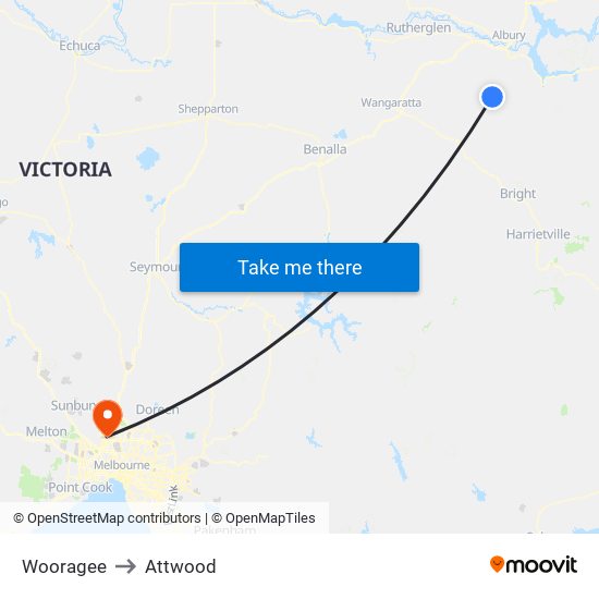 Wooragee to Attwood map