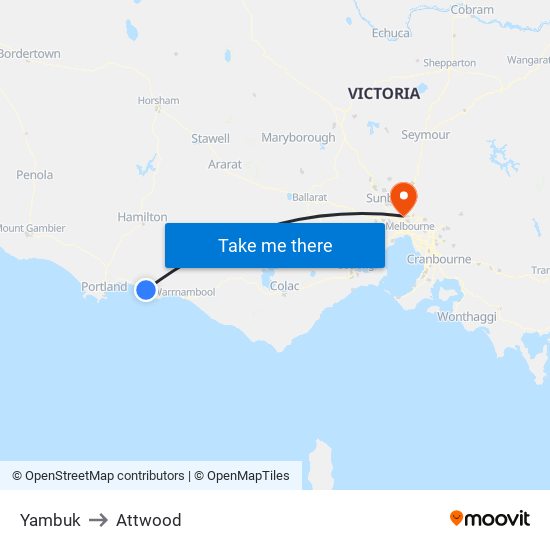 Yambuk to Attwood map