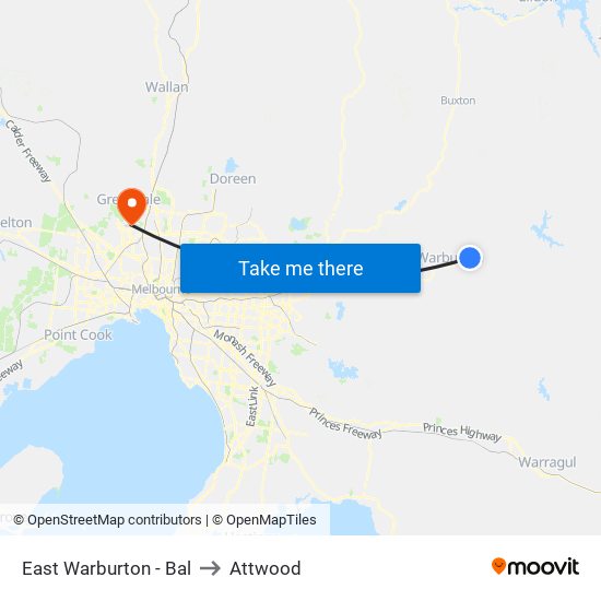 East Warburton - Bal to Attwood map