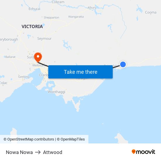 Nowa Nowa to Attwood map