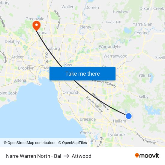 Narre Warren North - Bal to Attwood map