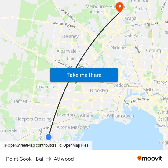 Point Cook - Bal to Attwood map