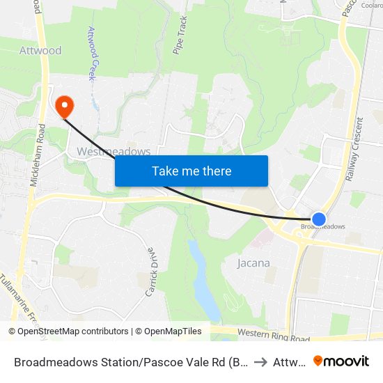 Broadmeadows Station/Pascoe Vale Rd (Broadmeadows) to Attwood map