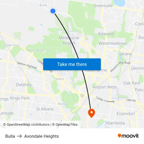 Bulla to Avondale Heights map
