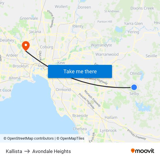 Kallista to Avondale Heights map