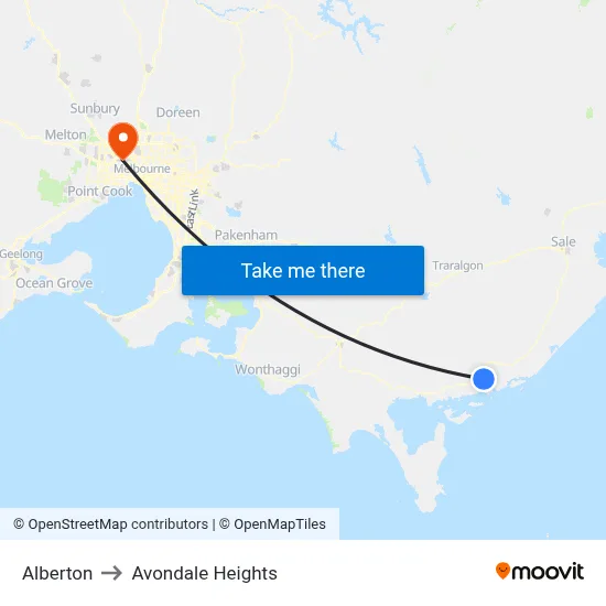 Alberton to Avondale Heights map