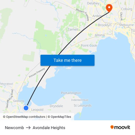 Newcomb to Avondale Heights map