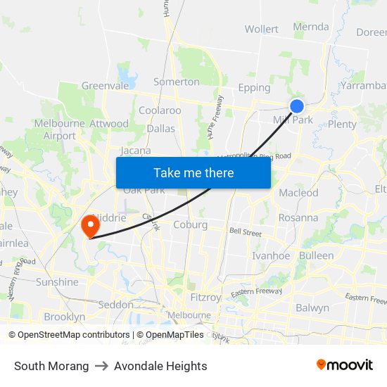 South Morang to Avondale Heights map