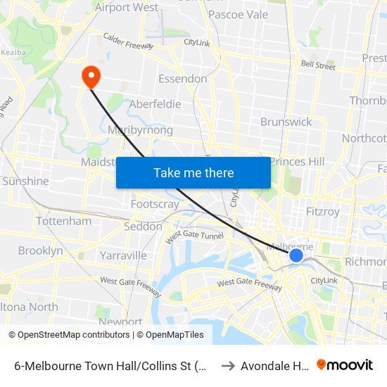 6-Melbourne Town Hall/Collins St (Melbourne City) to Avondale Heights map