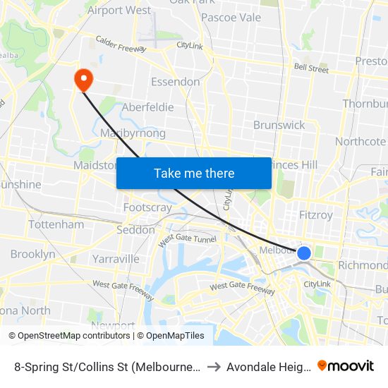 8-Spring St/Collins St (Melbourne City) to Avondale Heights map