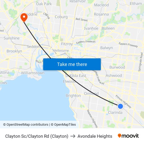 Clayton Sc/Clayton Rd (Clayton) to Avondale Heights map