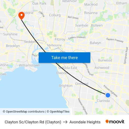 Clayton Sc/Clayton Rd to Avondale Heights map