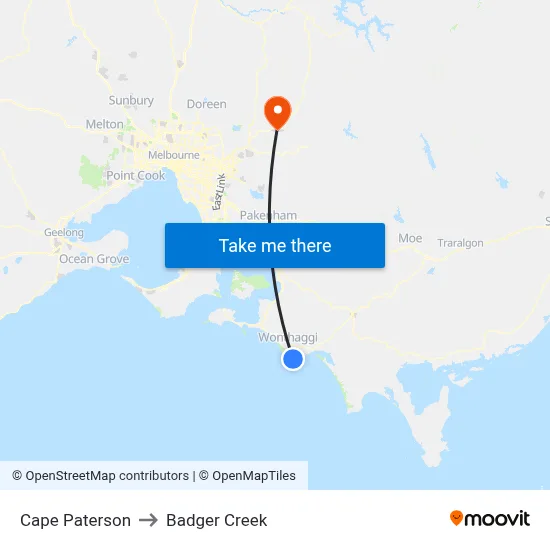 Cape Paterson to Badger Creek map