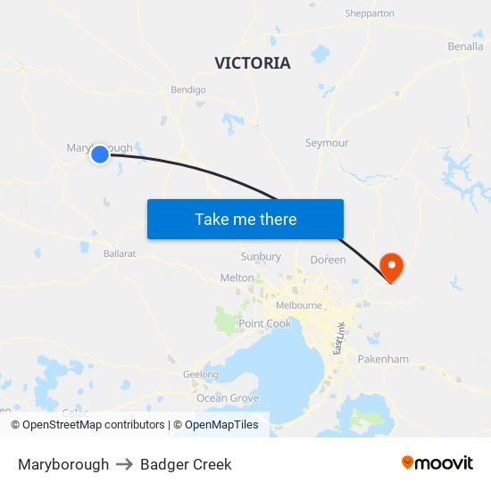 Maryborough to Badger Creek map