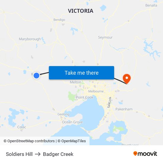 Soldiers Hill to Badger Creek map
