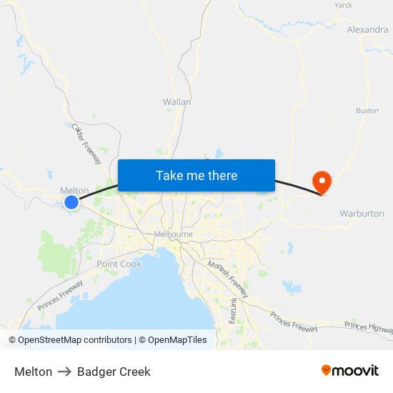 Melton to Badger Creek map