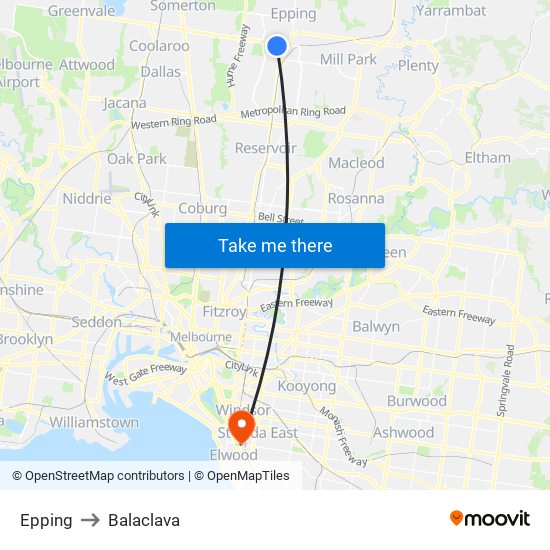 Epping to Balaclava map