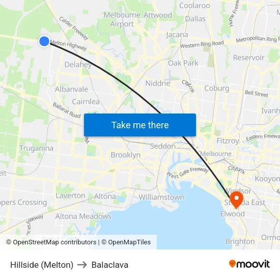 Hillside (Melton) to Balaclava map