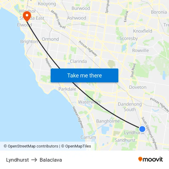 Lyndhurst to Balaclava map