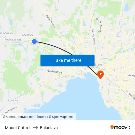 Mount Cottrell to Balaclava map