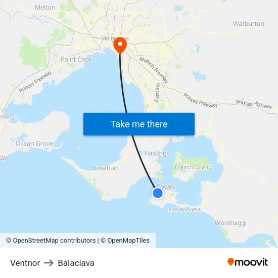 Ventnor to Balaclava map