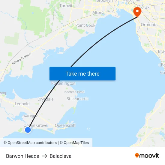 Barwon Heads to Balaclava map