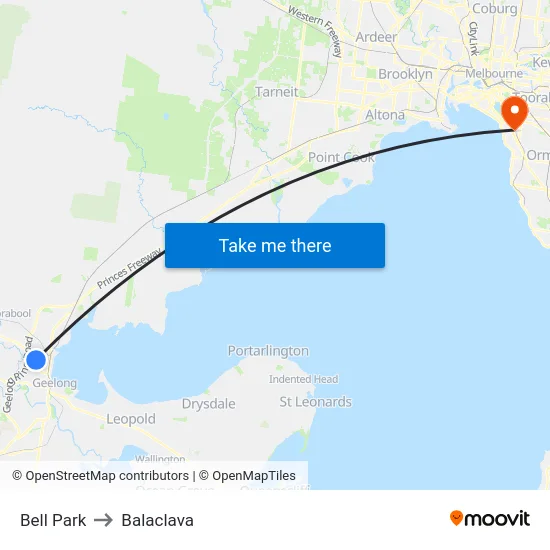 Bell Park to Balaclava map