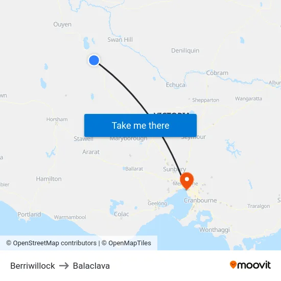 Berriwillock to Balaclava map
