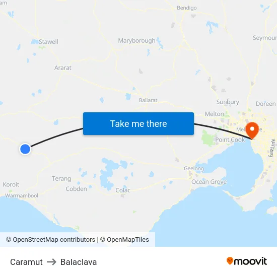 Caramut to Balaclava map