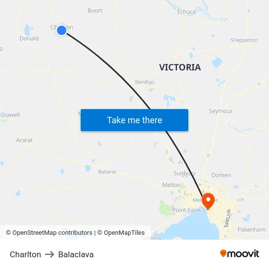 Charlton to Balaclava map