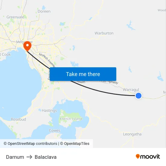 Darnum to Balaclava map