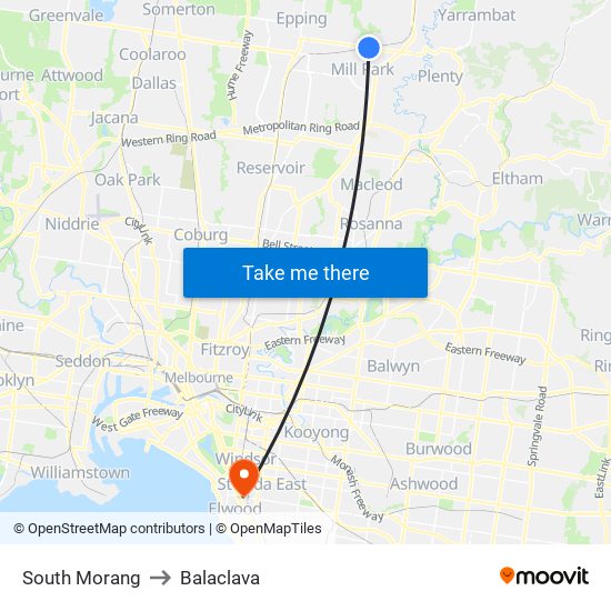 South Morang to Balaclava map