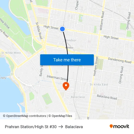 Prahran Station/High St #30 to Balaclava map