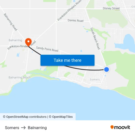 Somers to Balnarring map