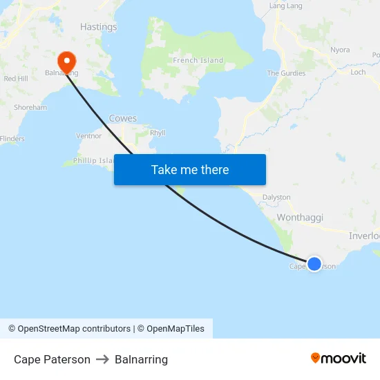 Cape Paterson to Balnarring map