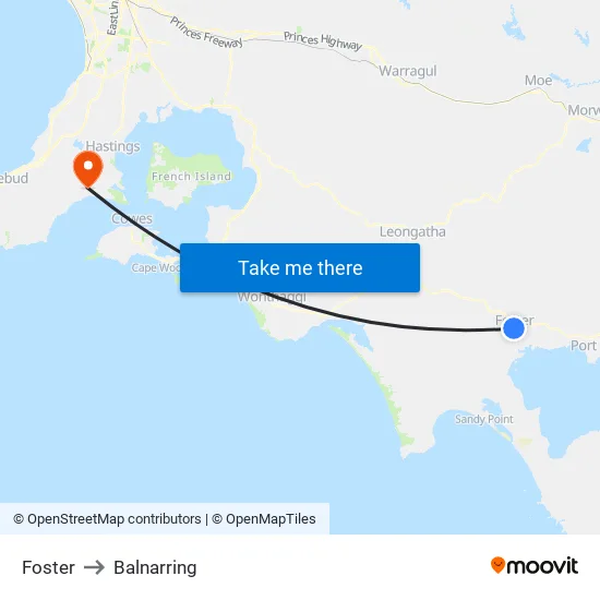 Foster to Balnarring map