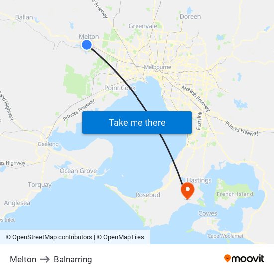 Melton to Balnarring map