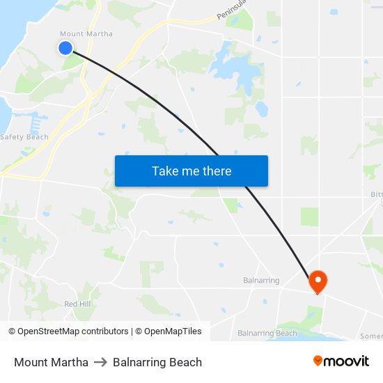 Mount Martha to Balnarring Beach map