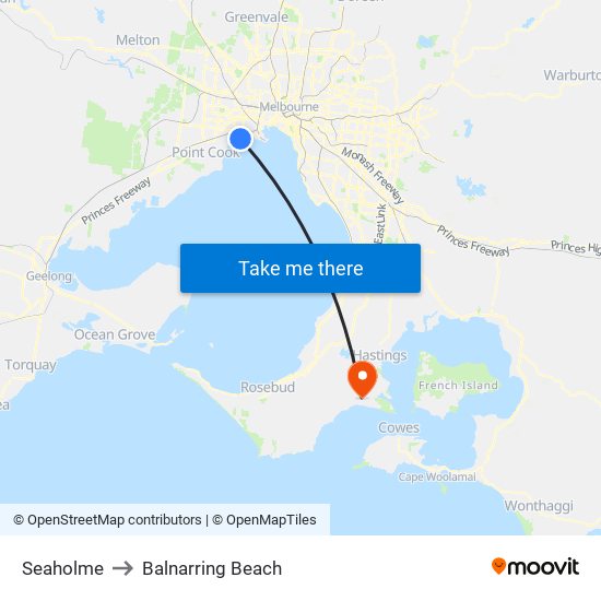 Seaholme to Balnarring Beach map