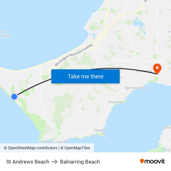 St Andrews Beach to Balnarring Beach map