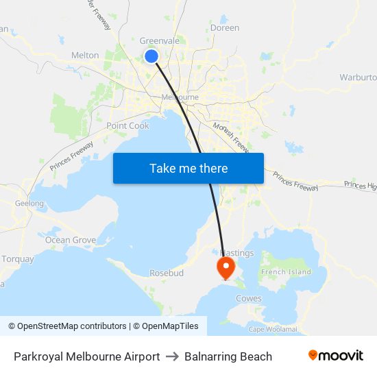 Parkroyal Melbourne Airport to Balnarring Beach map