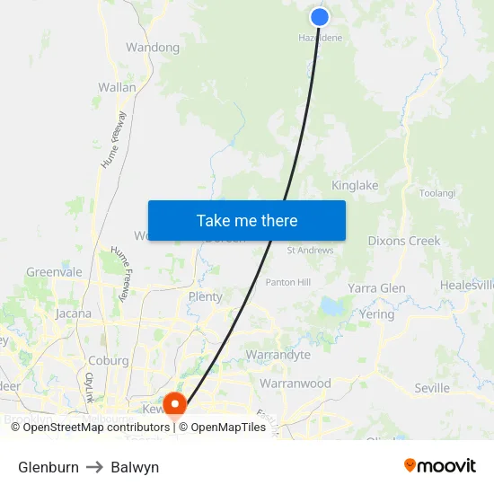 Glenburn to Balwyn map