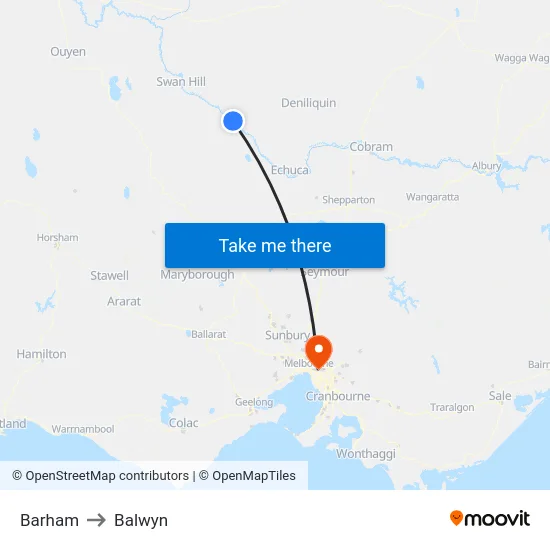 Barham to Balwyn map