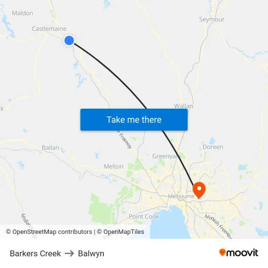 Barkers Creek to Balwyn map